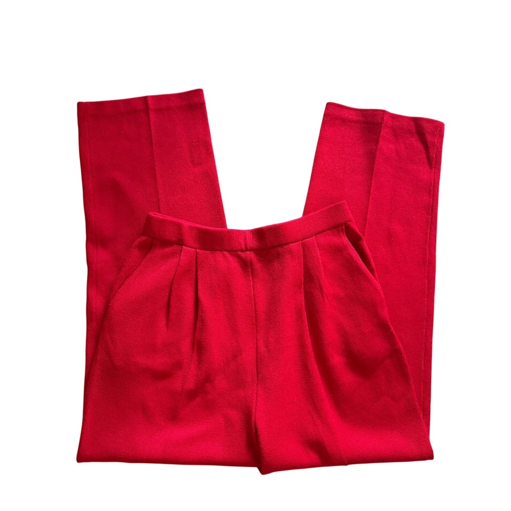 ST JOHN Red Santana Knit‎ Red Pull on Pants Size 8